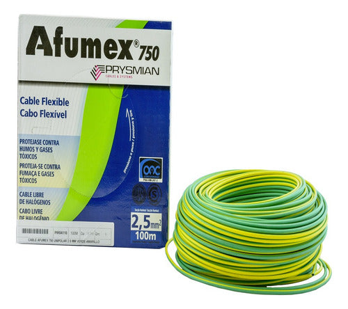 Prysmian Afumex Cable 2.5mm Lsoh Green Yellow Roll X100mt 0