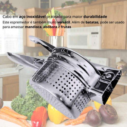 Espremedor Amassador Aço Inox Fruta Legume Cozinha Utensilio 4