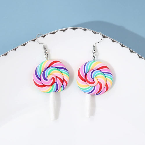 NewZenro Colorful Lollipop Earrings with Rainbow Design 1