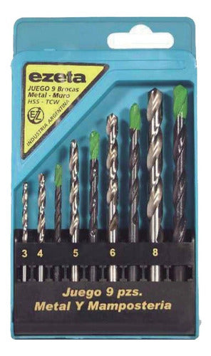 Ezeta Set of 9 Combined Drills for Metal/Concrete 0