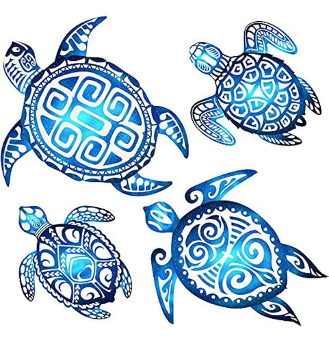 4 Piezas Decoraciones De Pared De Baño De Tortuga Marina Océ 0