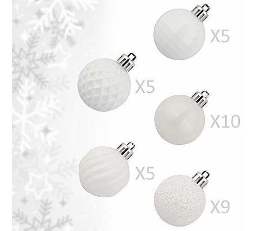 KI Store Set of 34 Christmas Balls - White 1