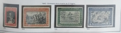 TANO Ch201 Chile Serie Completa Año 1942 Aniv. O'higgins Mint 0