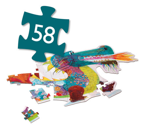 Djeco Giant Artistic Puzzle Dragon Silhouette 58 Pieces 1