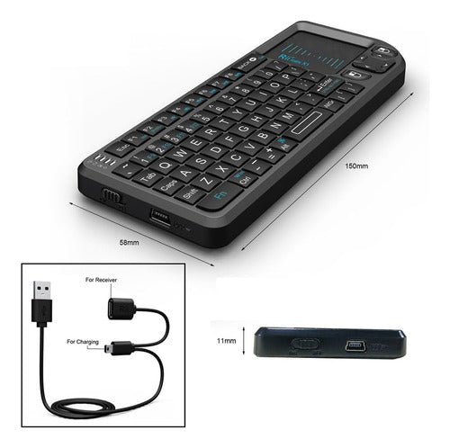 Rii Mini Wireless Keyboard with 2.4 GHz and Touchpad 2