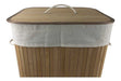 Folding Bamboo Rectangular Basket with Lid and Handles for Clothes 2