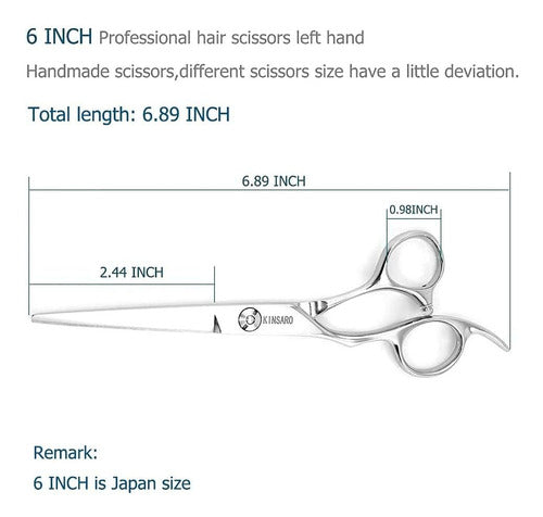 Left-Handed Hairdressing Scissors by Kinsaro 6" Ergonomic 2
