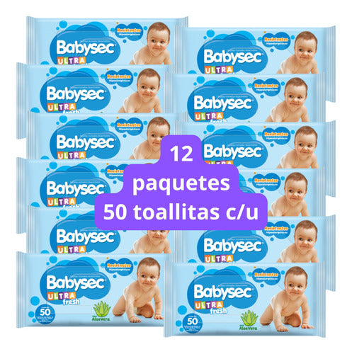 Toallitas Babysec Ultra Fresh X 600 (12 Paquetes X 50 C/u) 1