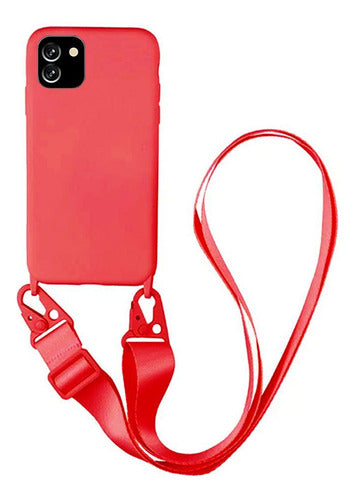 Protector Para Samsung A04e Correa Silicona Rojo 0