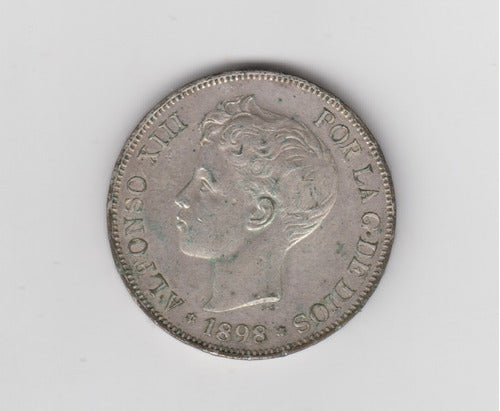 Moneda España 5 Pesetas Año 1898 (98) Plata Excelente 0