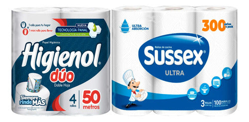 Higienol - Sussex Paper Tissue Duo with Sussex Kitchen Rolls 100 0