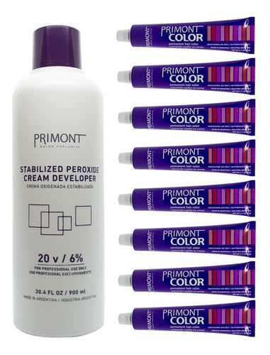 Primont Color X 8 Tinturas 60gr + Oxidante 900ml Coloración 0