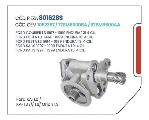 Schadek Bomba Aceite Ford Ka Fiesta Courrier 1.0 1.3 Motor Endura 1