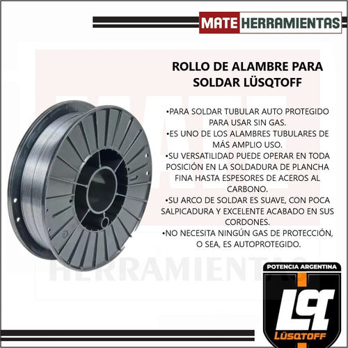 Lüsqtoff Alambre Soldar Flux Mig Sin Gas Rollo X 5kg 0,8mm 2