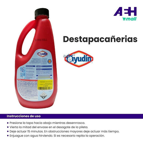 Ayudín Drain Opener Cleaning 1 L Cleaning Pack X 4u 2