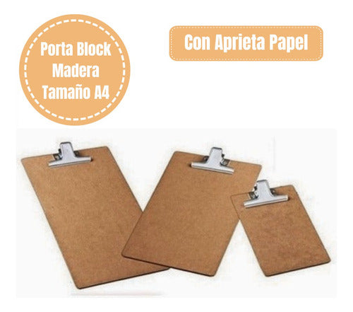 Pack of 10 A4 Wood Clipboard with Paper Clamp 1