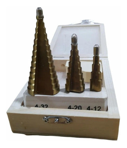 Barovo Kit Set X3 Step Drill Bit 4-12/20/32 Wooden Box 5