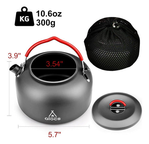 Alocs Portable Camping Kettle Anodized Aluminum 1.4 Liters 1