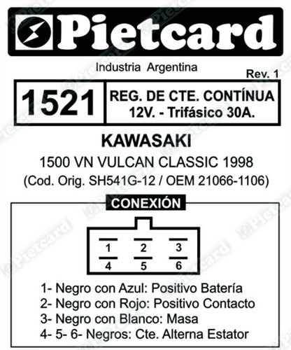 Regulador 12v Kawasaki 1500 Vn Vulcan Classic (año 1998) (tr 3