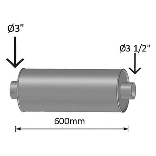 Escapamento Silencioso Caminhão Universal 3 1/2pol 200x600mm 1