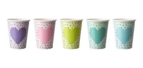 Pack of 8 Heart Polypaper Cups for Events 240cc 0