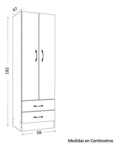 Pektra Home Placard Ropero Eco 58x182x47 Cm 2 Puertas 2 Cajones Blanco 4