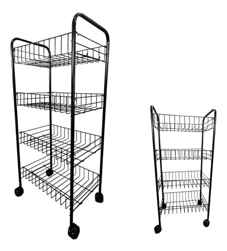 Organizer Vegetable Cart 4 Shelves with Wheels Black 1