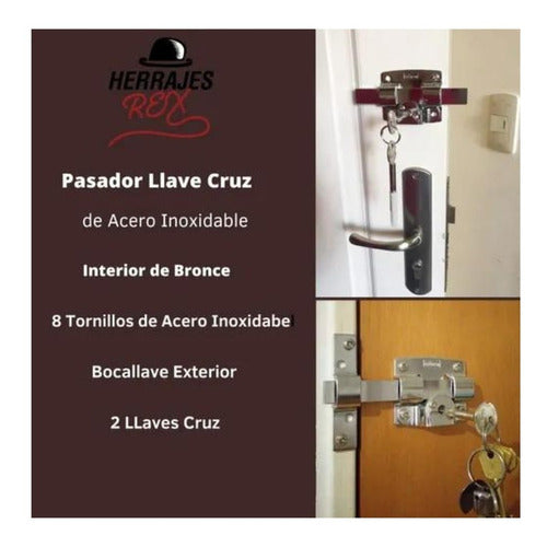 Cerradura Puerta Pasador Cerrojo De Seguridad Hermanado.! X8 2