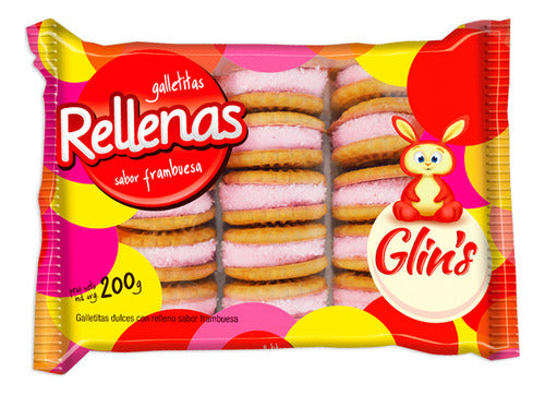 Glins Pack X 6 Galletitas Glins Rellenas Frutilla X 200 Grs 0