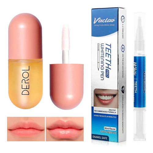 Derol Collagen Plumping Lip + Teeth Whitening Pencil Combo 0