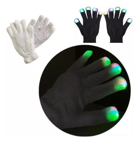 Guantes Led Luminoso Cotillon Fiesta 1 Par 0