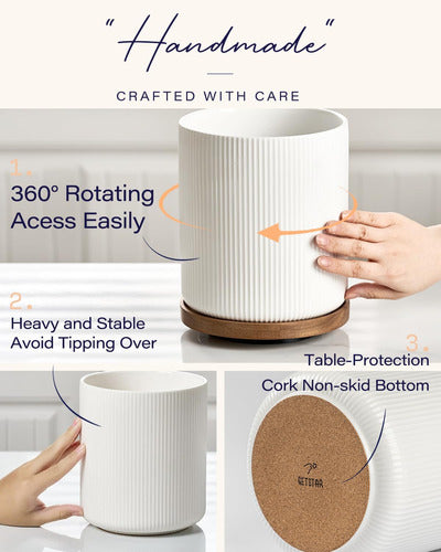 Getstar 360° Rotating Utensil Holder, Large Wooden Base 2