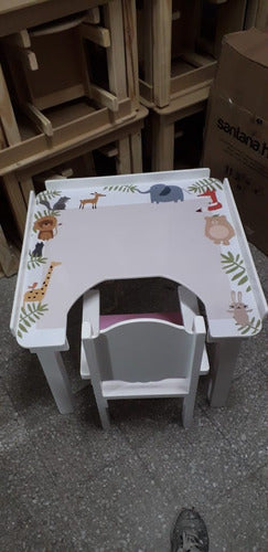 Children's Educational Table with Chalkboard + Chair Set 2