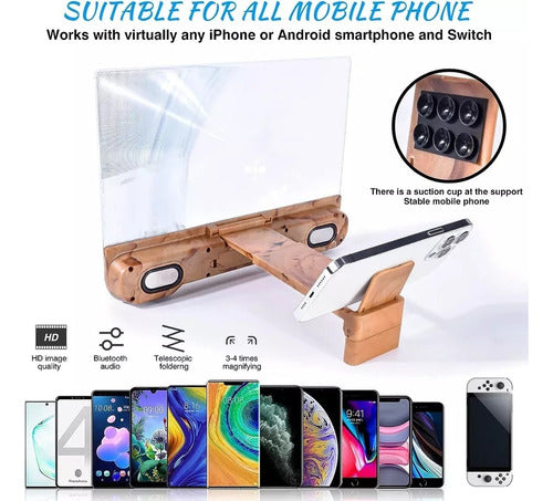 6D Screen Magnifier Bluetooth Speaker 14-Inch Phone Amplifier 3