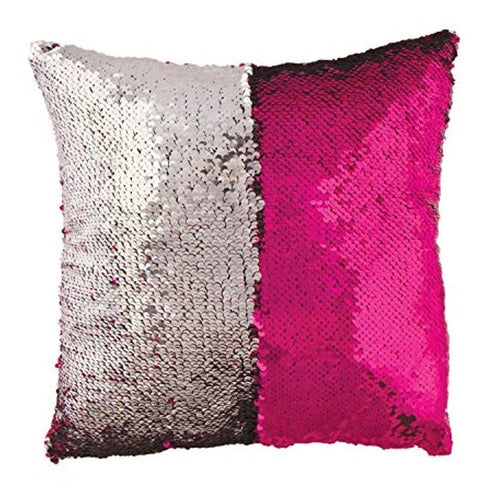 Pink/silver Style Lab Magic Sequin Pillow 1