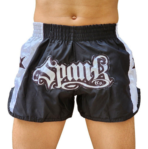 Short De Muaythai Kickboxing Bermuda Spank Preto/ Prata 0