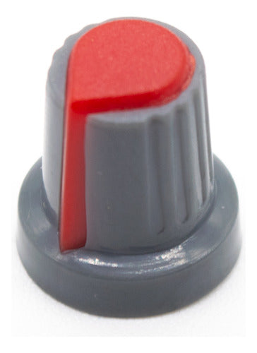 Ribbed Grey and Red Knurled Potentiometer Knob 6mm Shaft 0