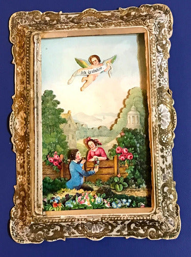 Antique Victorian Valentine Card Circa 1800 Silk 3