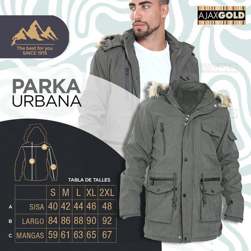 Men's Winter Parka Jacket, Lined with Gabardine, Fur Hood 11