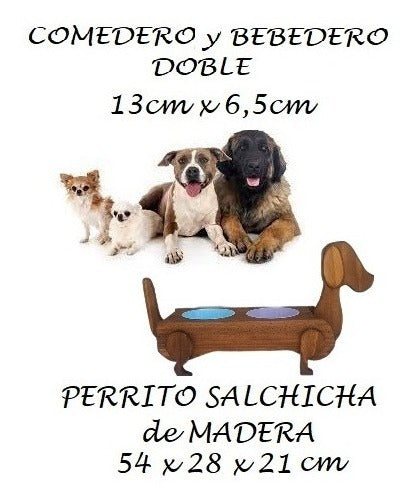 Maderas Artesanales Double Water and Food Bowl for Dogs - Handmade Wooden Original 2