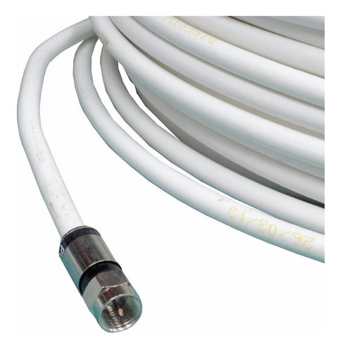 25mts Cable Coaxil Rg6 Armado C/ Conector Compresion Enbolsa 1