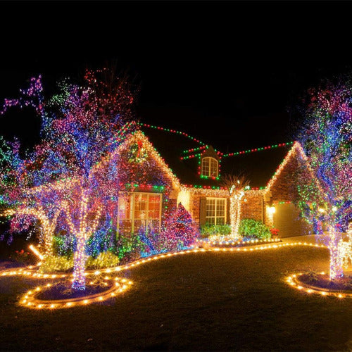 Luces Led Navidad Exterior Multicolor Con Enchufe 100m 4