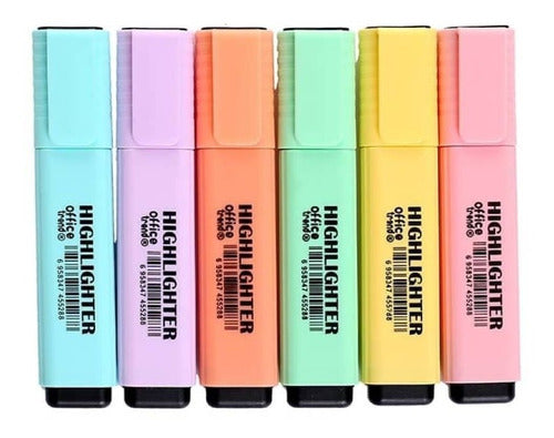 High Lighter Set 6 Fluorescent Pastel Markers MultiHogar UY 0