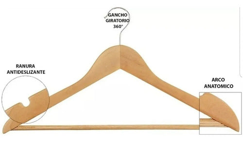 CHEZ - PAPU Premium Glossy Finished Natural Wooden Hangers - Set of 24! 5