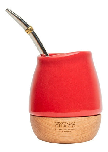 Mate Chaco Porteñito Ceramic and Wood + Bombilla and Case 11