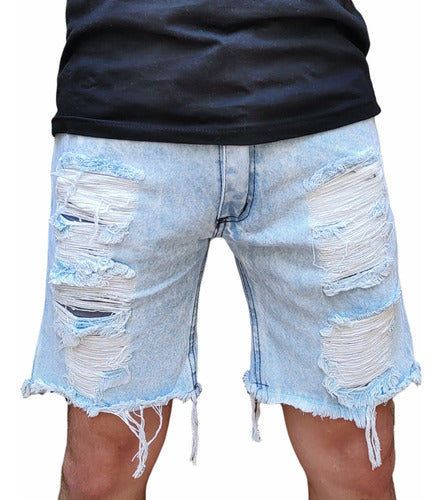 Solcar Jeans Bermuda Mom Hombre Jean Short Roturas 3