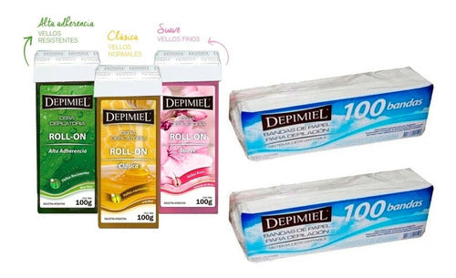 Depimiel 3 Roll-On Wax + 200 Wax Strips 0