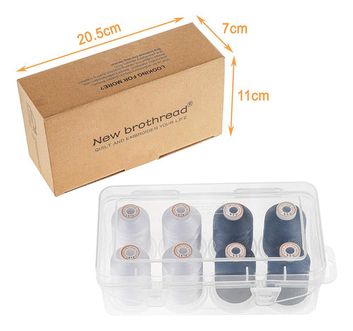 New Brothread Machine Embroidery Thread 1000m, 8 Colors, with Storage Box 1