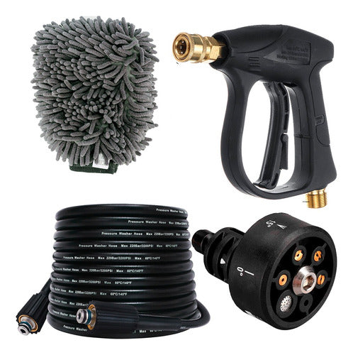 6-IN-1 Quick Connect Pressure Washer Gun Hose Nozzle Combo with Washing Glove 0