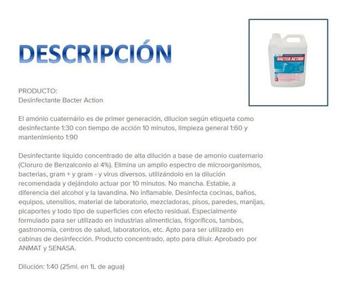 Desinfectante Bacter Action Herbal Bidon X 5 L Aprob Anmat 3